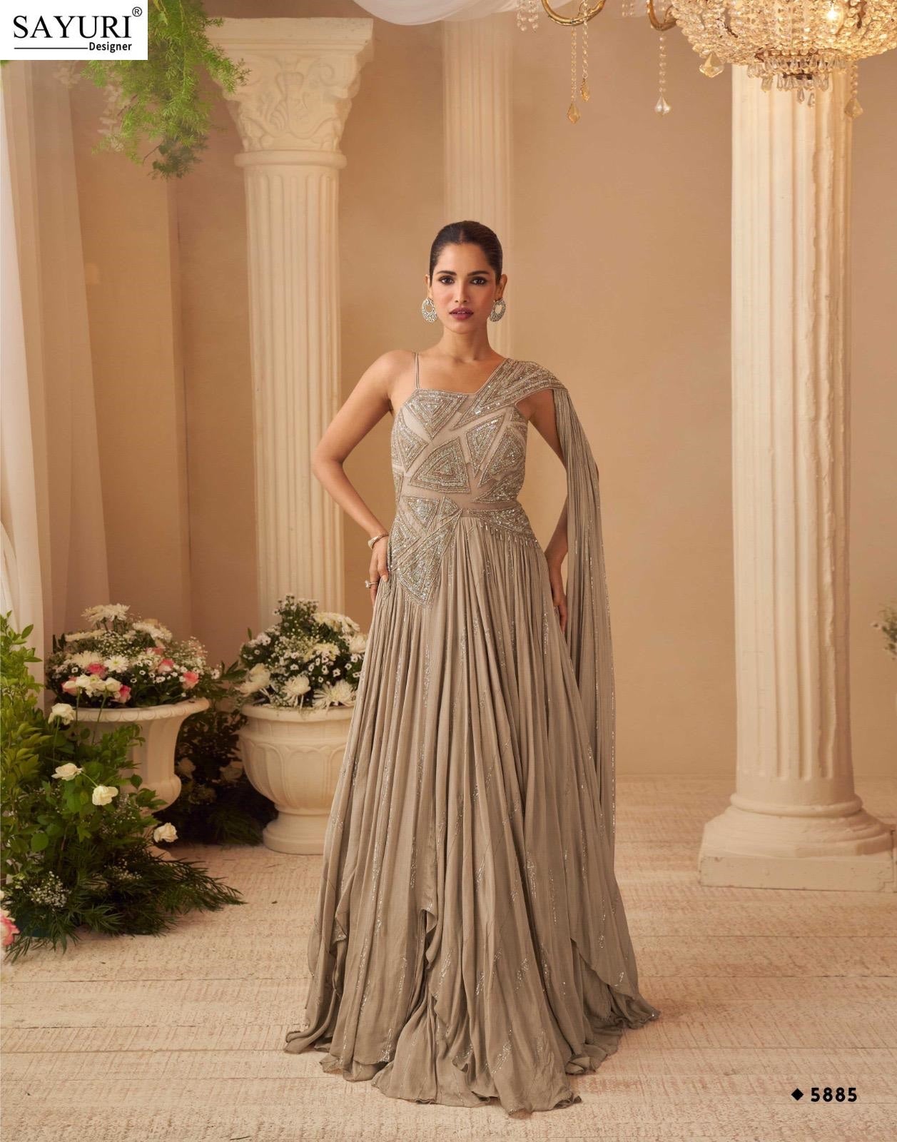 Aarohi Sayuri Chinon Silk Indo Western Pair Wholesaler Ahmedabad