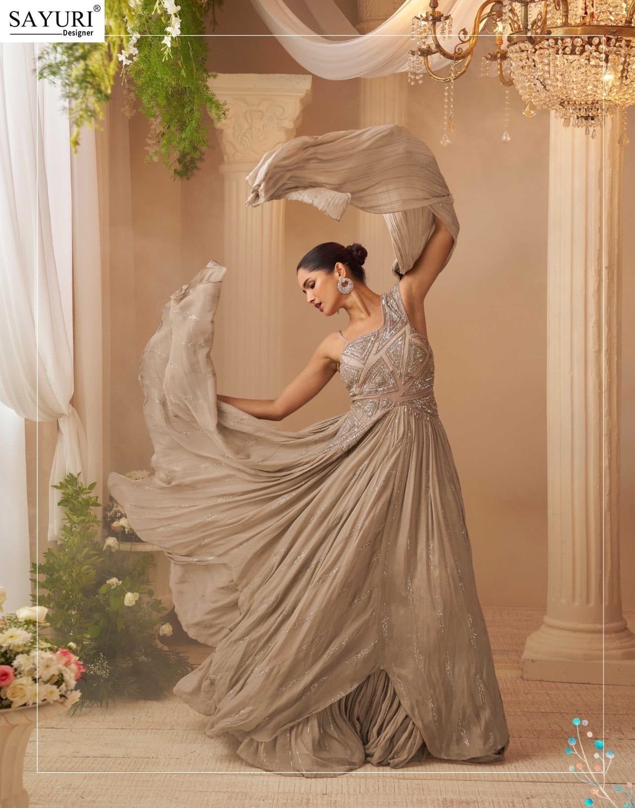 Aarohi Sayuri Chinon Silk Indo Western Pair Wholesaler Ahmedabad