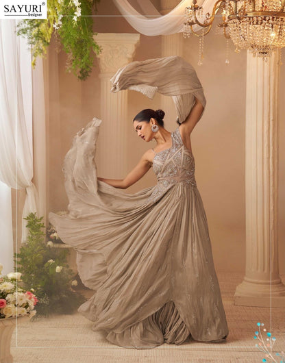 Aarohi Sayuri Chinon Silk Indo Western Pair Wholesaler Ahmedabad