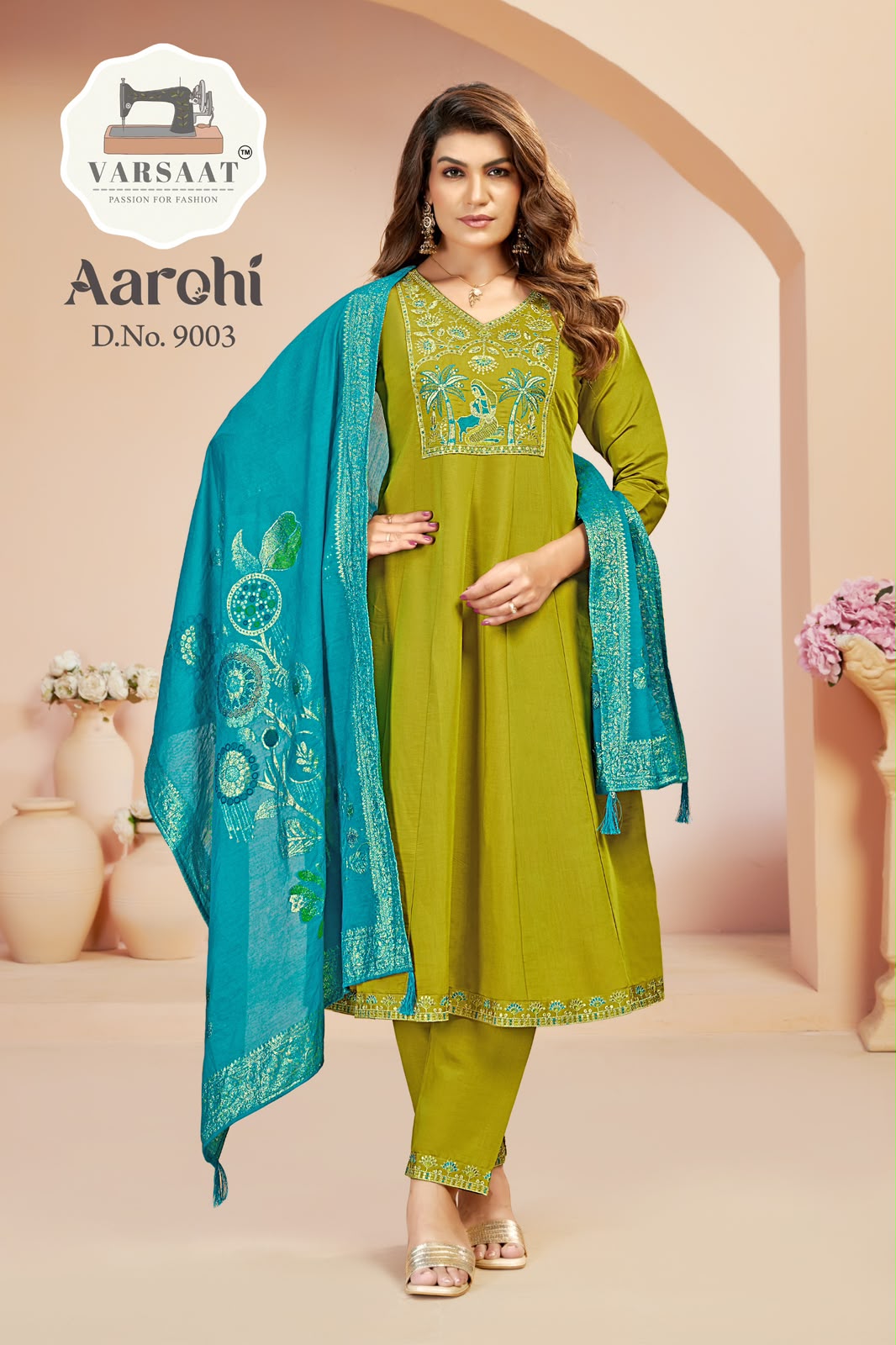Aarohi Varsaat Two Tone Readymade Anarkali Suits Exporter India