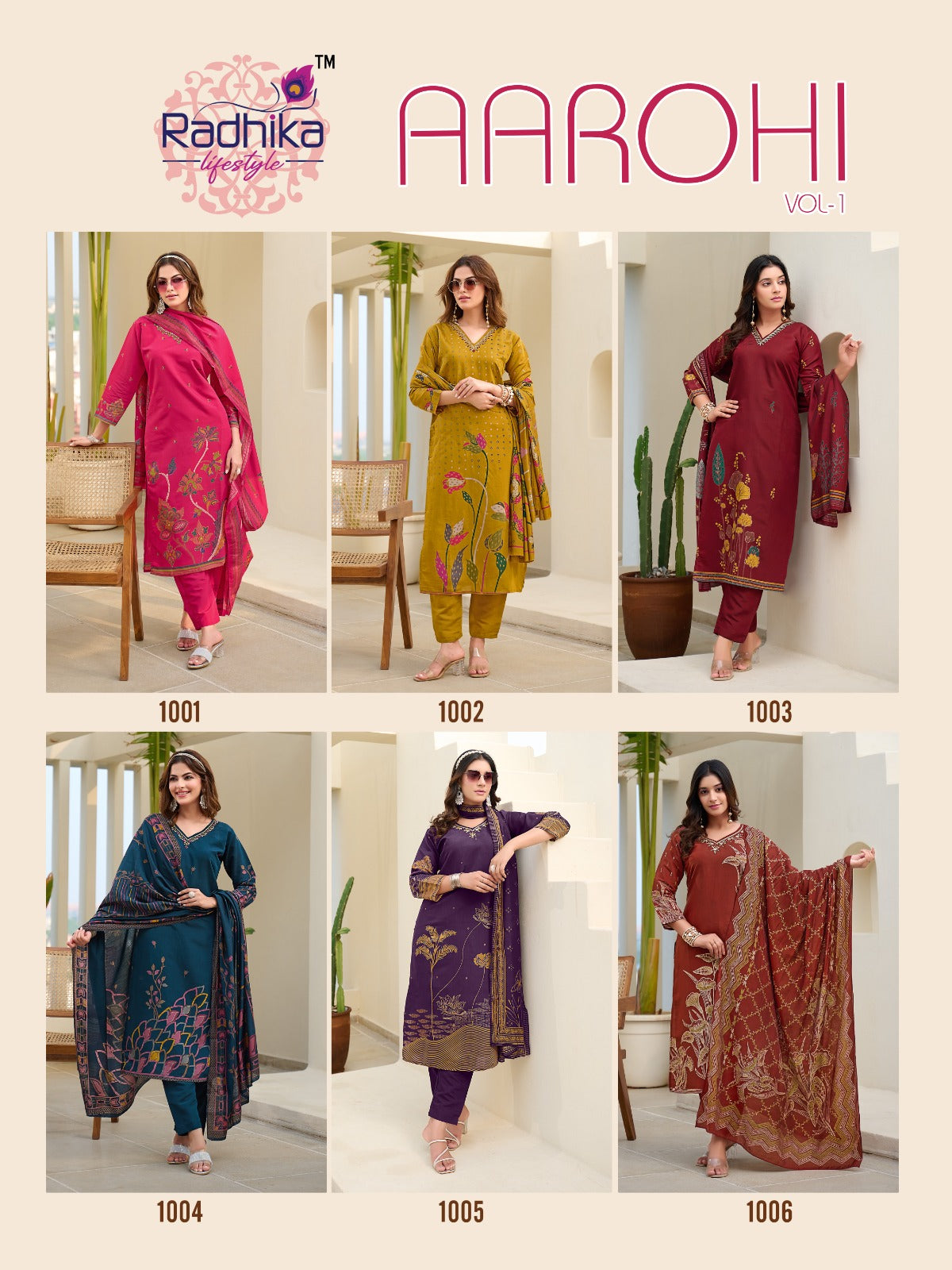 Aarohi Vol 1 Radhika Lifestyle Modal Readymade Pant Style Suits Wholesaler Gujarat