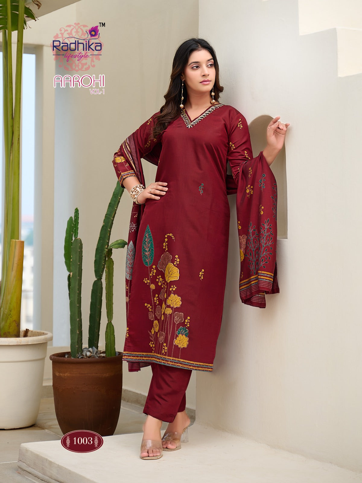 Aarohi Vol 1 Radhika Lifestyle Modal Readymade Pant Style Suits Wholesaler Gujarat