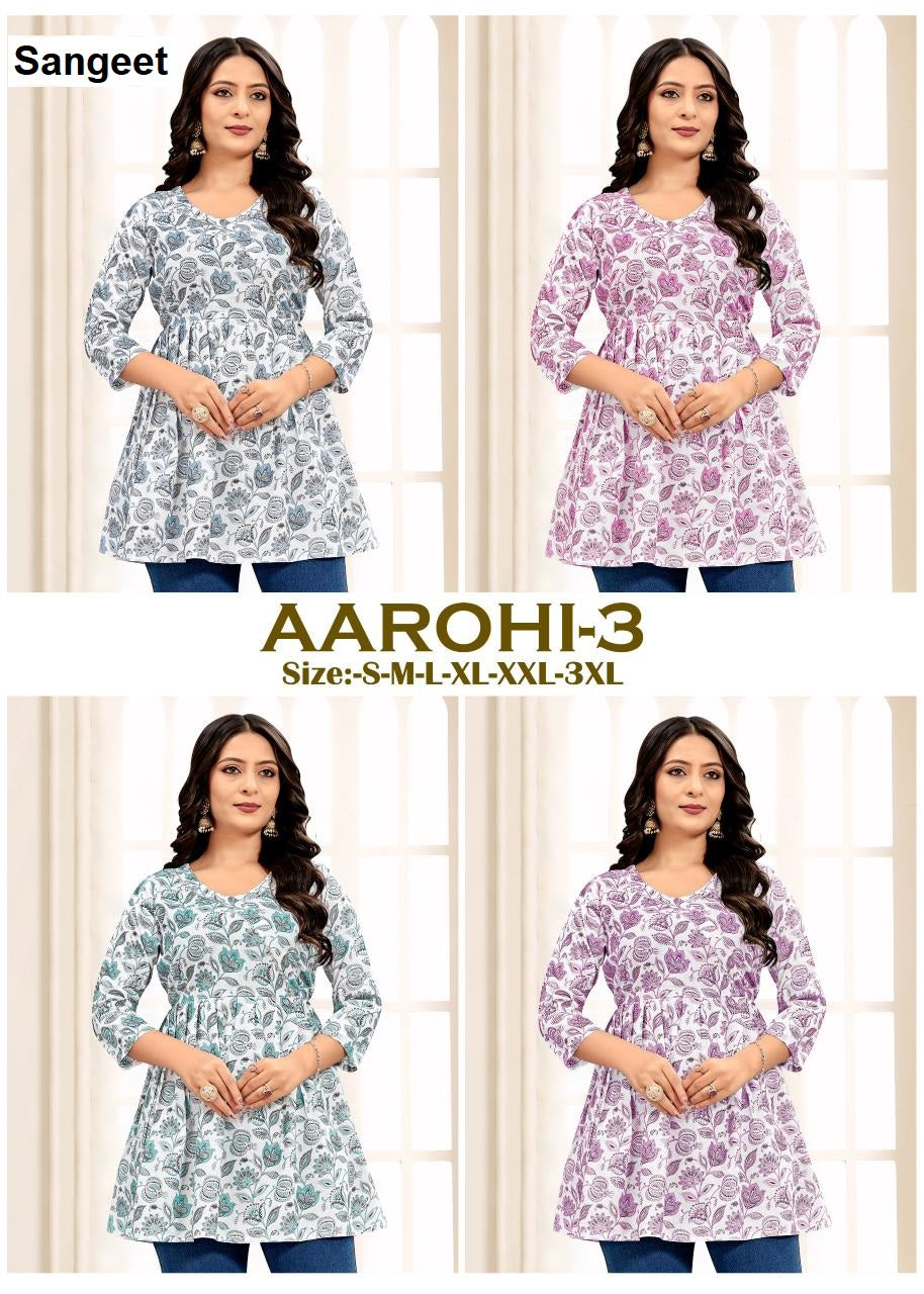 Aarohi Vol 3 Sangeet Heavy Rayon Fancy Tops Wholesale Price