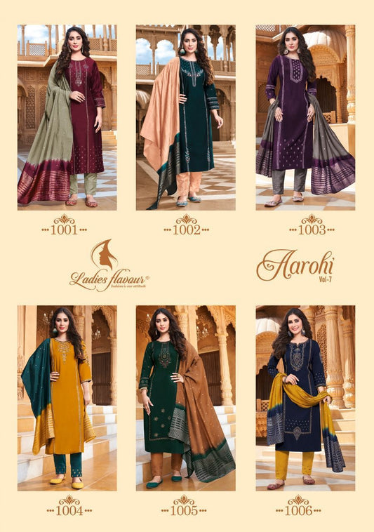 Aarohi Vol 7 Ladies Flavour Chinon Readymade Pant Style Suits