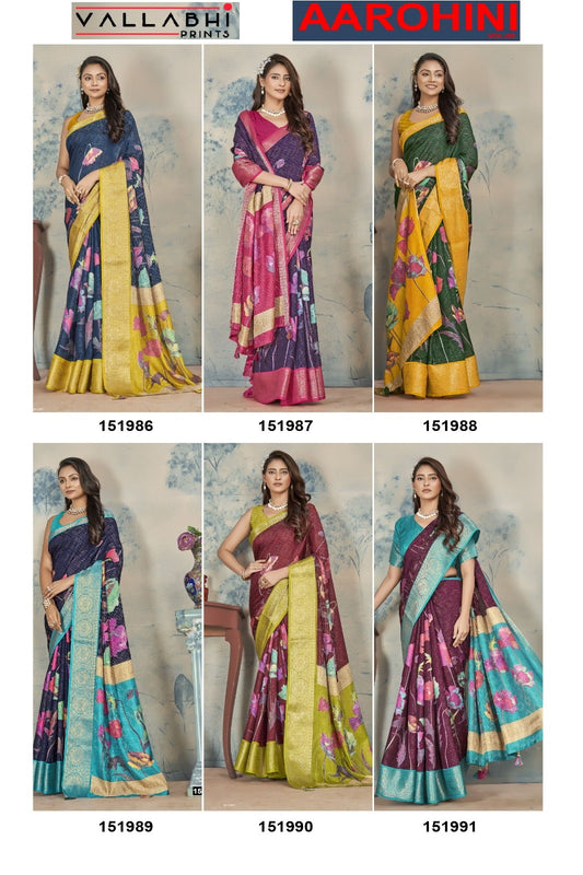 Aarohini Vol 6 Vallabhi Prints Dola Silk Sarees Exporter India