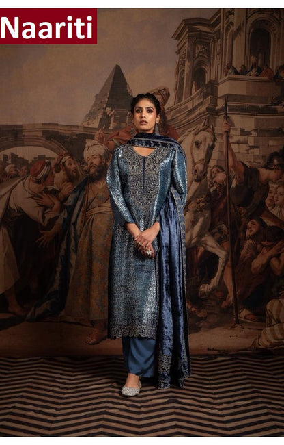 Aaroosh Naariti Silk Jacquard Velvet Suits Exporter India