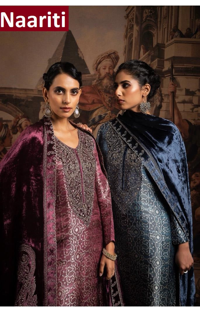 Aaroosh Naariti Silk Jacquard Velvet Suits Exporter India