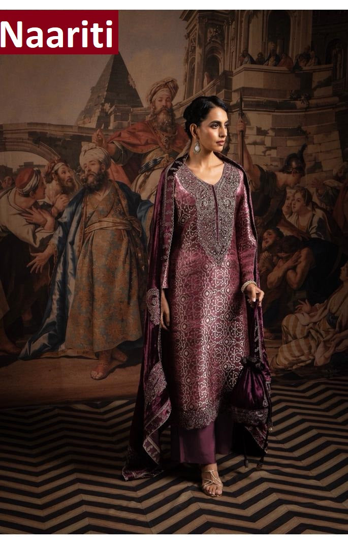 Aaroosh Naariti Silk Jacquard Velvet Suits Exporter India