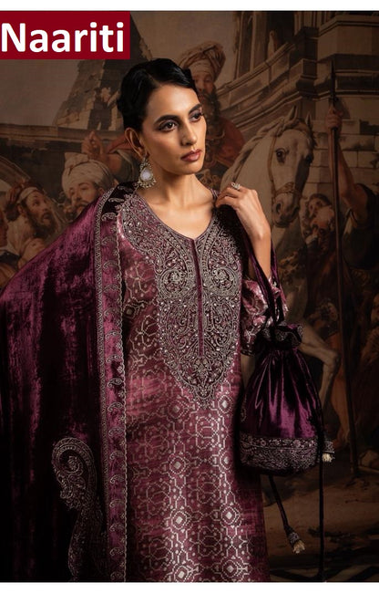 Aaroosh Naariti Silk Jacquard Velvet Suits Exporter India