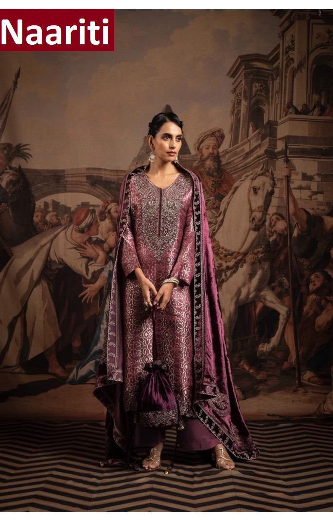 Aaroosh Naariti Silk Jacquard Velvet Suits Exporter India