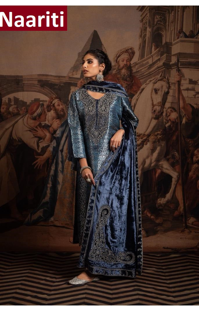 Aaroosh Naariti Silk Jacquard Velvet Suits Exporter India