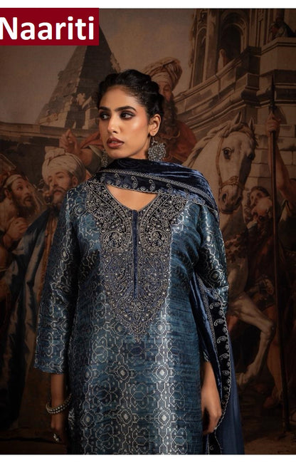 Aaroosh Naariti Silk Jacquard Velvet Suits Exporter India
