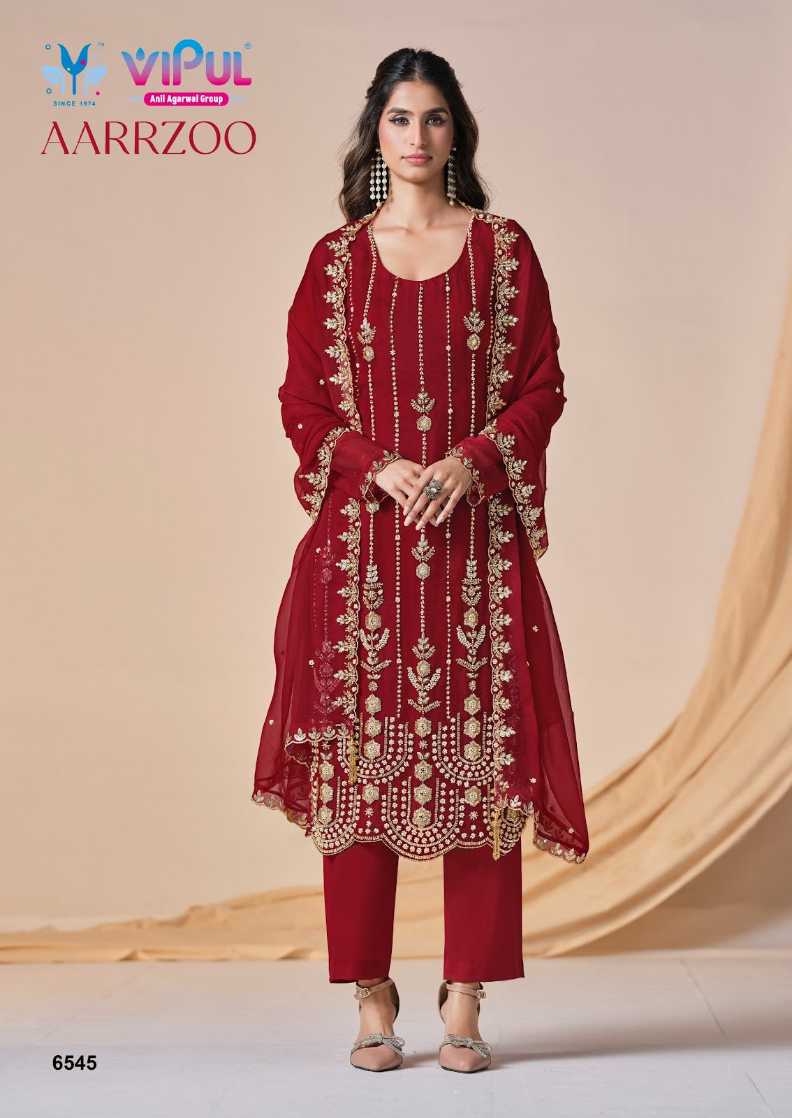 Aarrzoo Vipul Chiffon Pant Style Suits Supplier