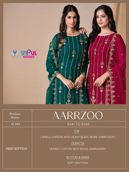 Aarrzoo Vipul Chiffon Pant Style Suits Supplier