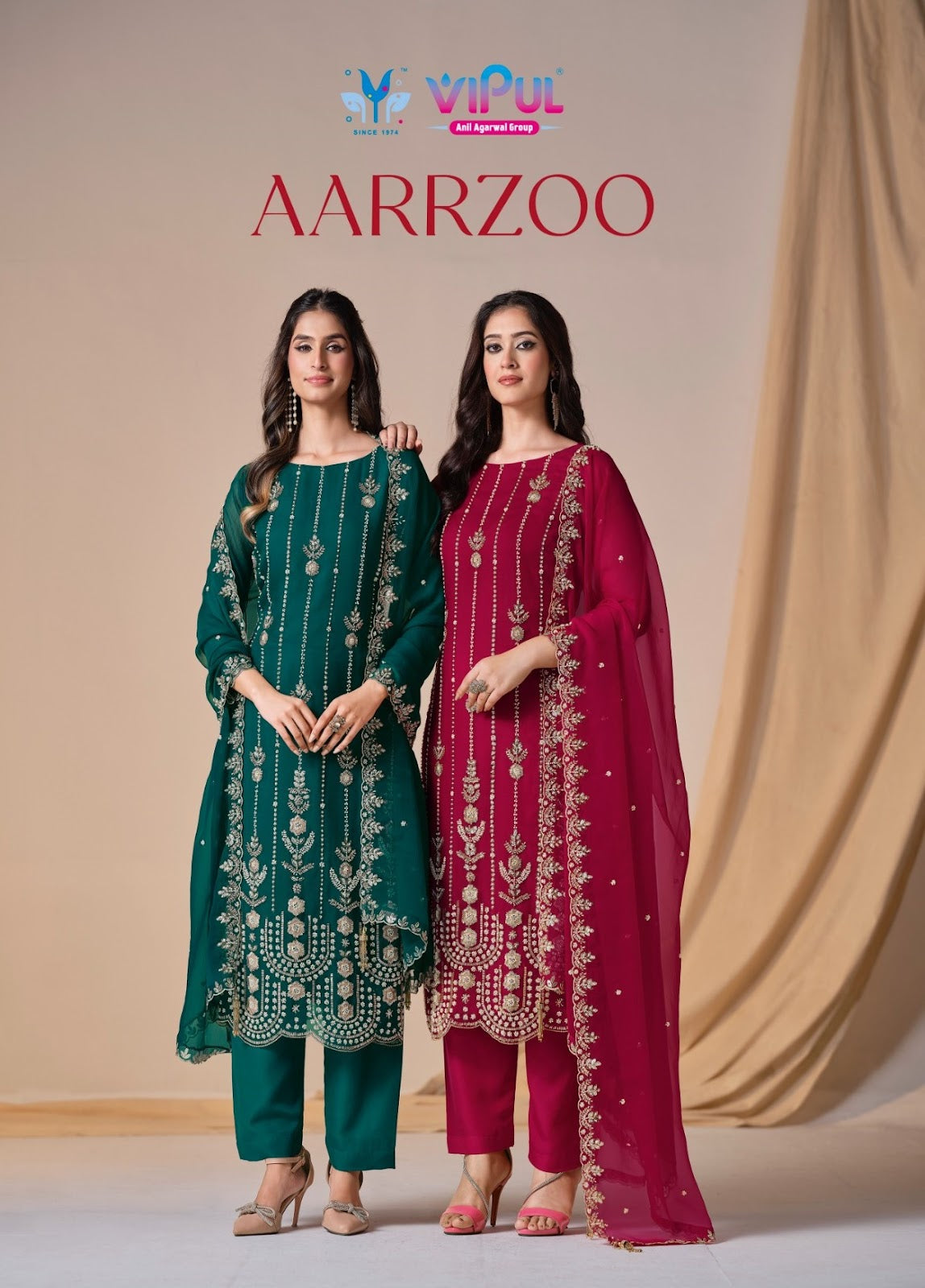 Aarrzoo Vipul Chiffon Pant Style Suits Supplier
