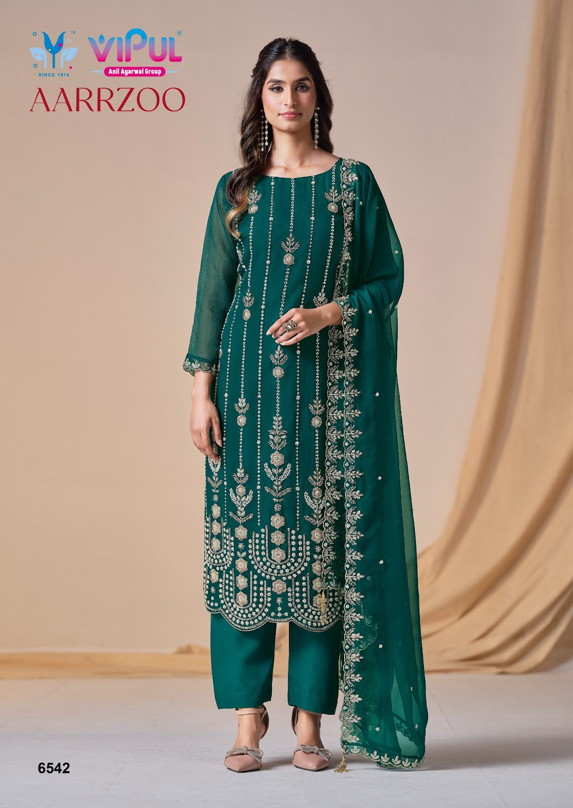 Aarrzoo Vipul Chiffon Pant Style Suits Supplier