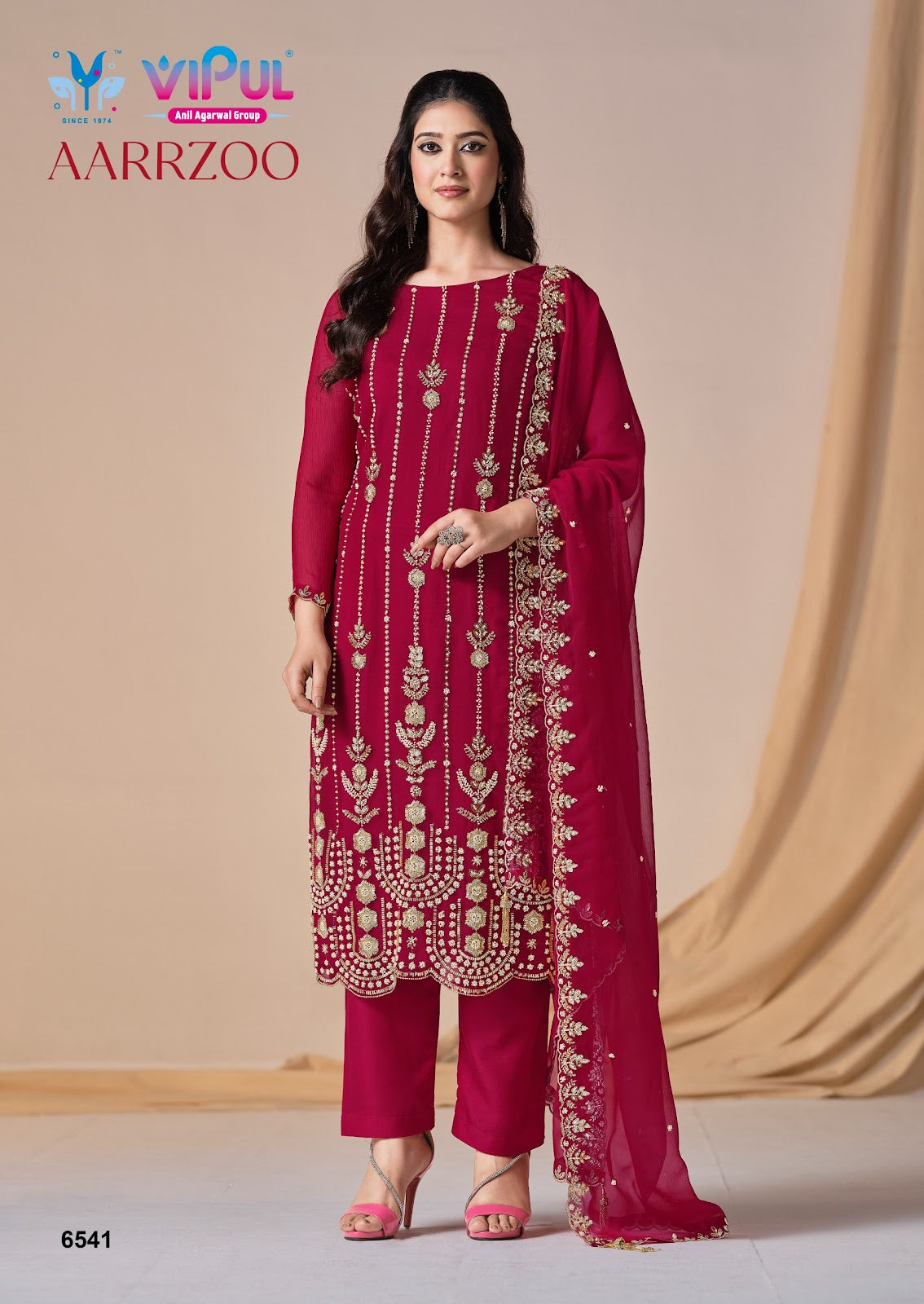 Aarrzoo Vipul Chiffon Pant Style Suits Supplier