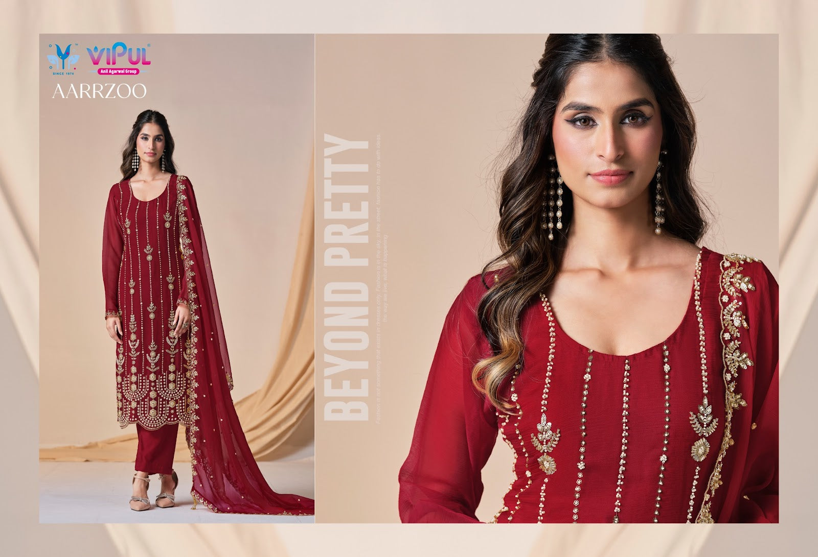 Aarrzoo Vipul Chiffon Pant Style Suits Supplier