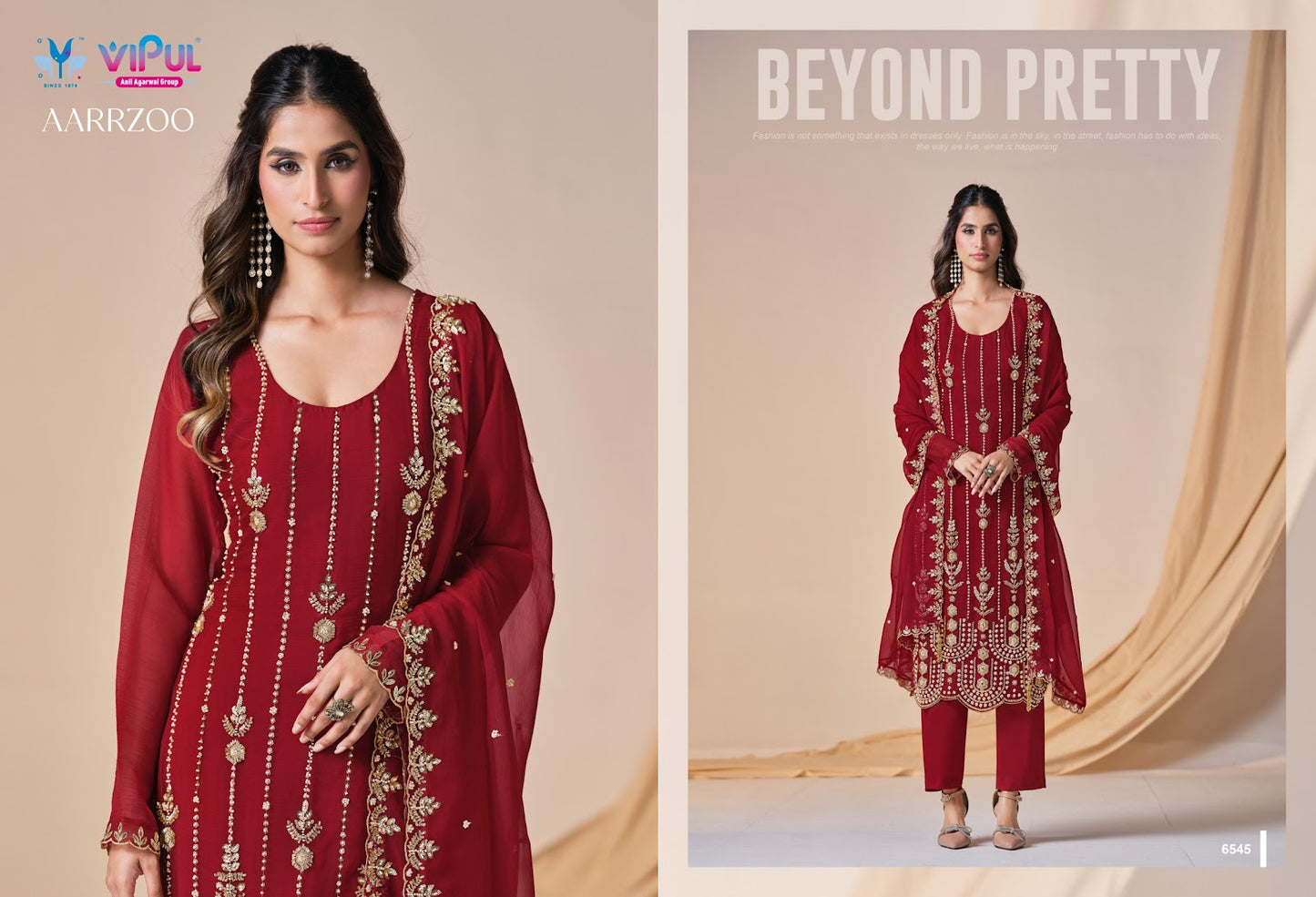 Aarrzoo Vipul Chiffon Pant Style Suits Supplier