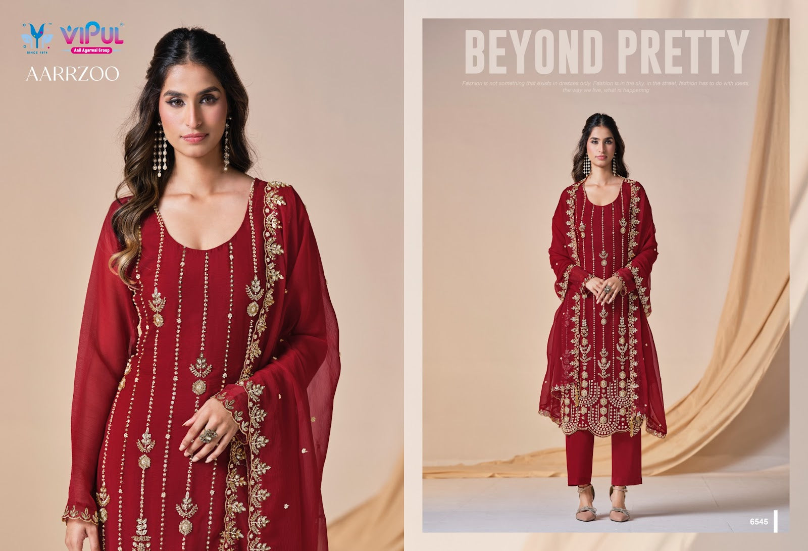 Aarrzoo Vipul Chiffon Pant Style Suits Supplier