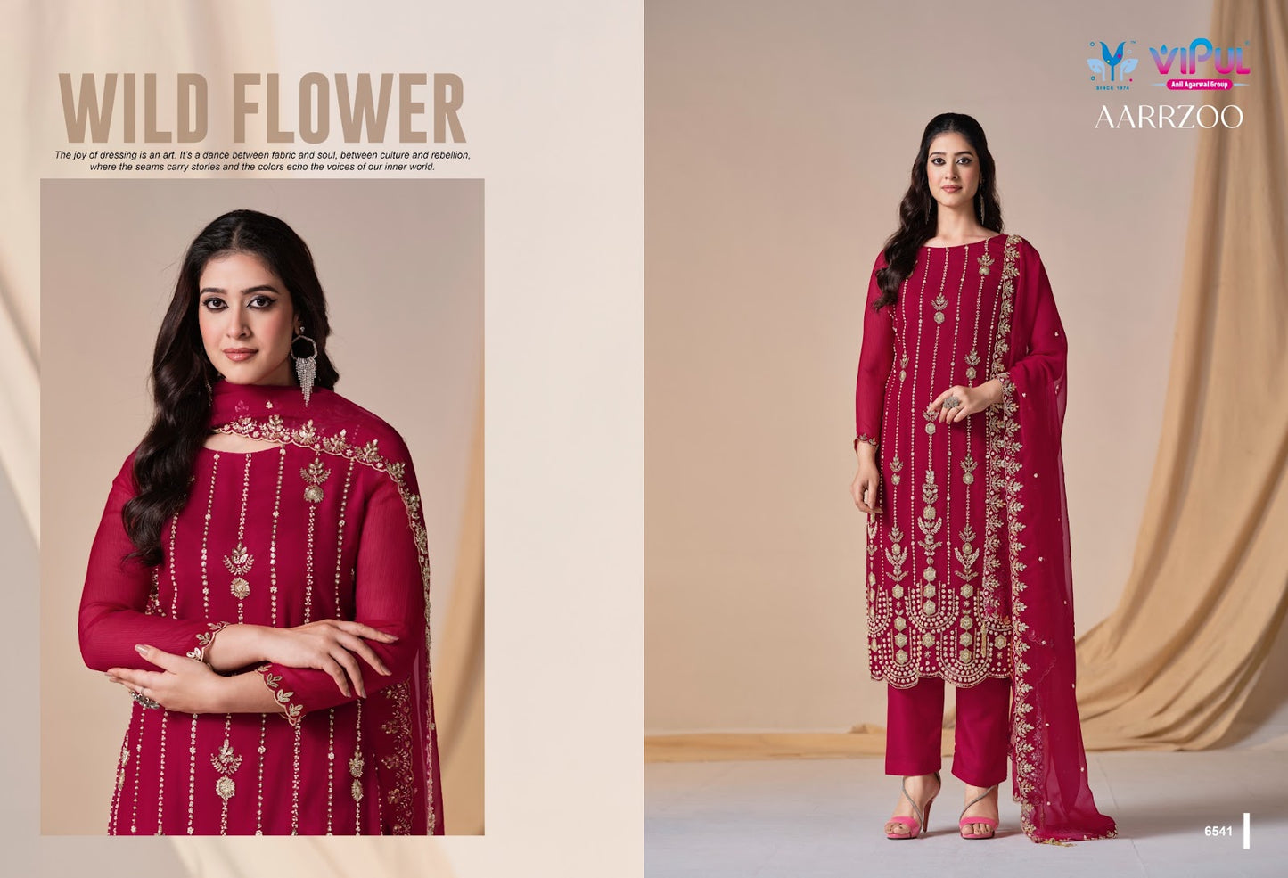 Aarrzoo Vipul Chiffon Pant Style Suits Supplier