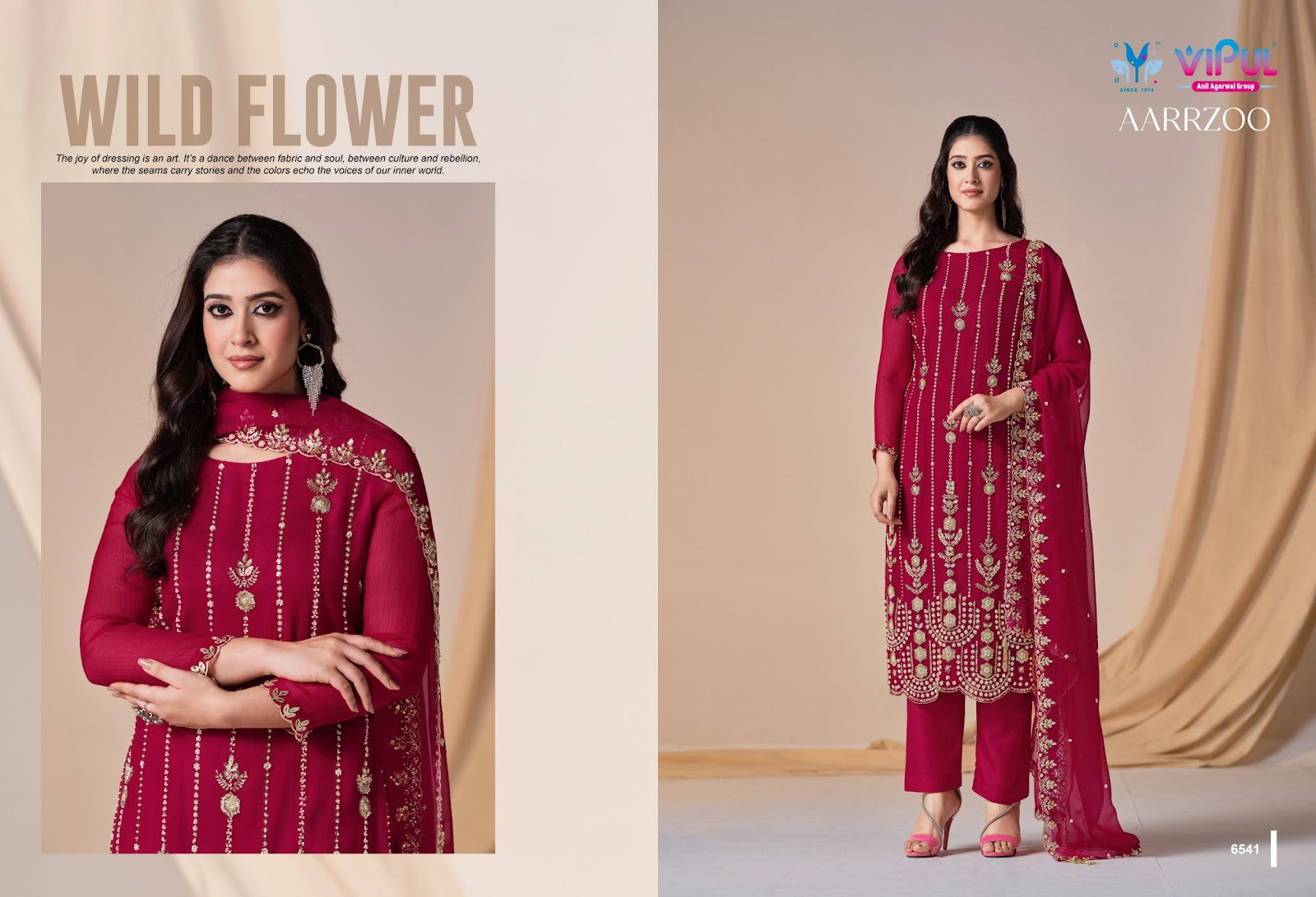 Aarrzoo Vipul Chiffon Pant Style Suits Supplier