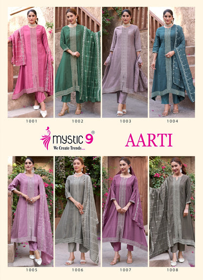 Aarti Vol 1 Mystic 9 Heavy Vertican Readymade Pant Style Suits Supplier Gujarat