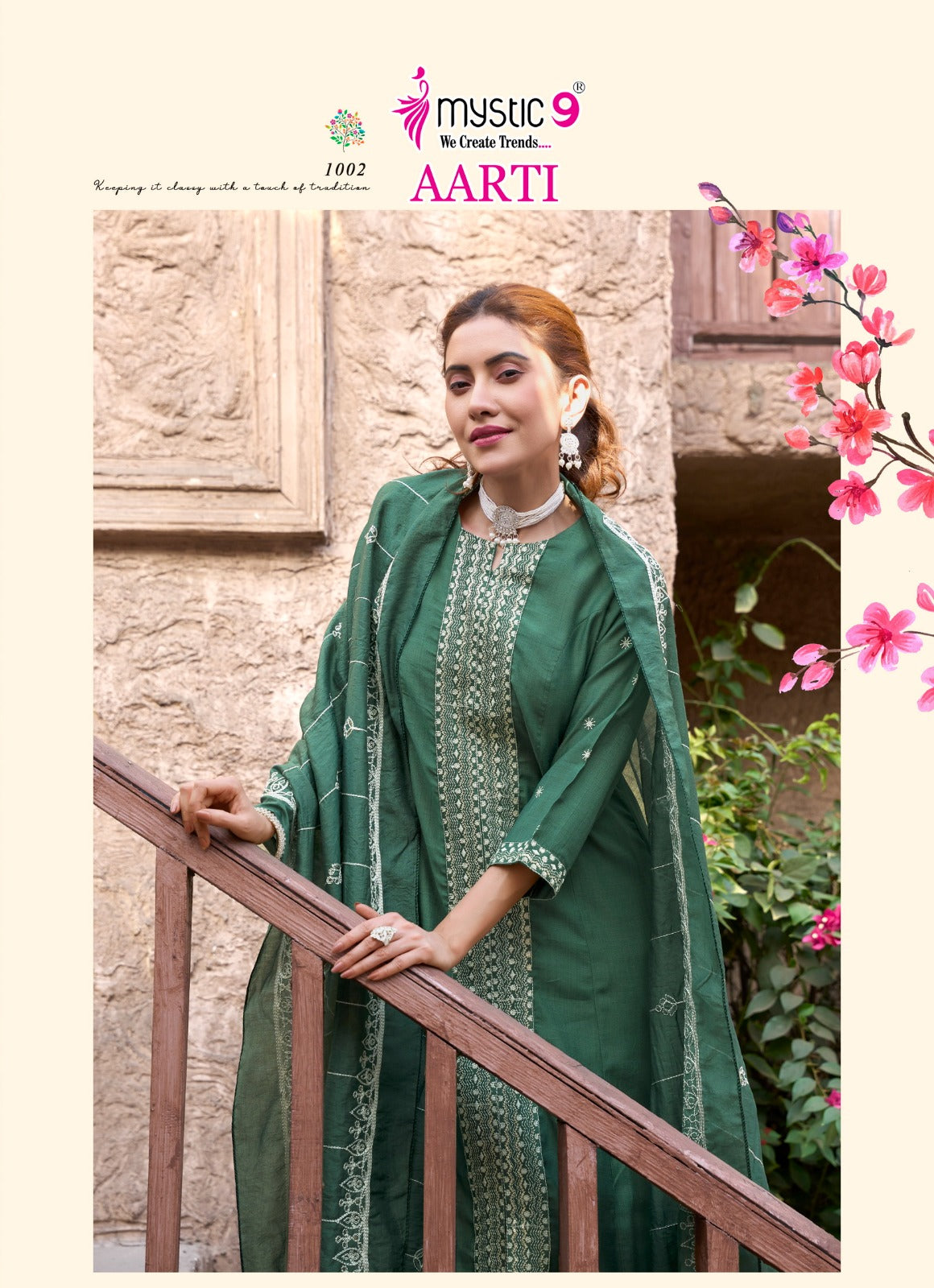 Aarti Vol 1 Mystic 9 Heavy Vertican Readymade Pant Style Suits Supplier Gujarat