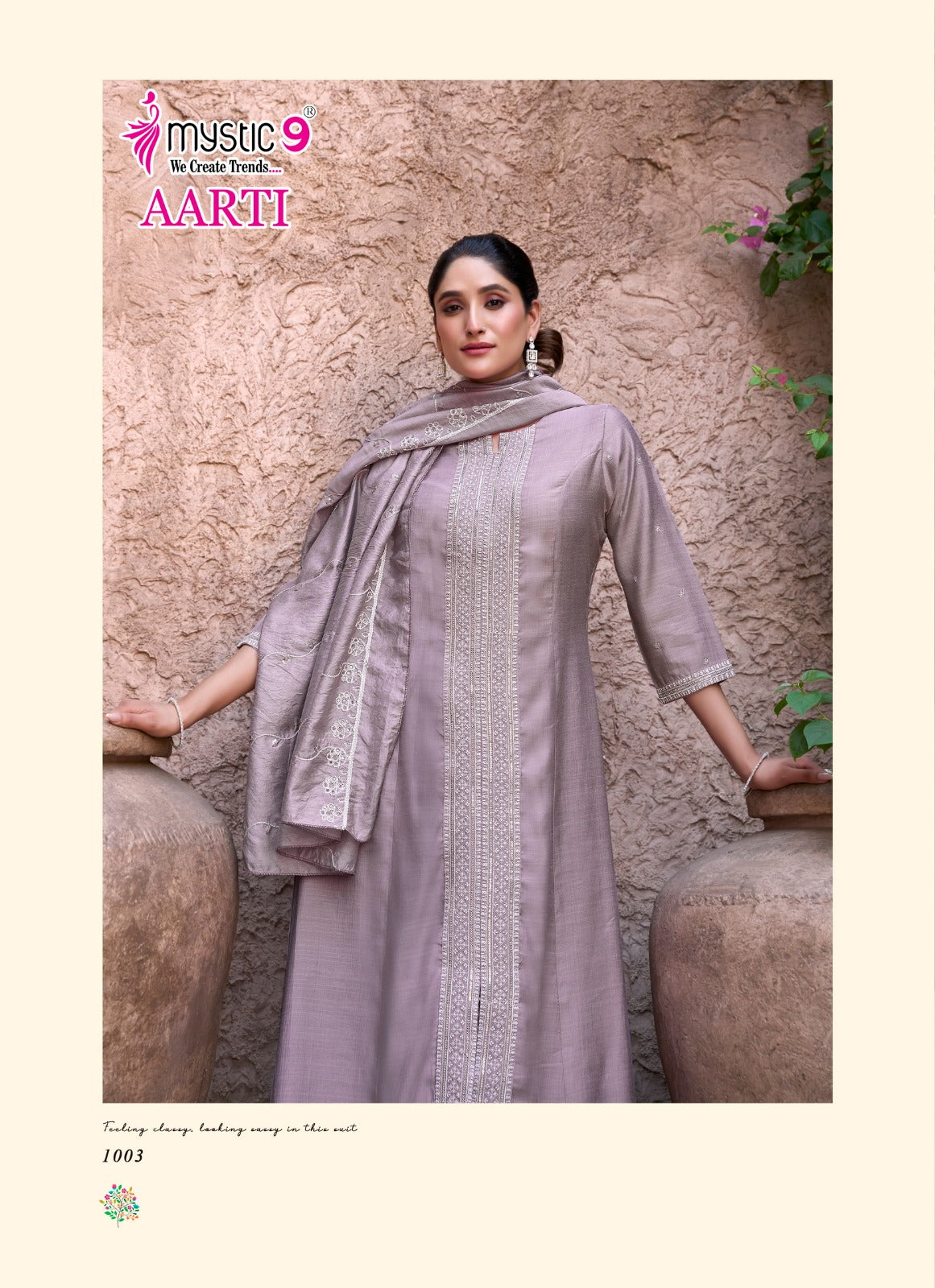 Aarti Vol 1 Mystic 9 Heavy Vertican Readymade Pant Style Suits Supplier Gujarat