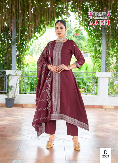 Aarti Vol 2 Mystic 9 Vertican Readymade Pant Style Suits Wholesale Price