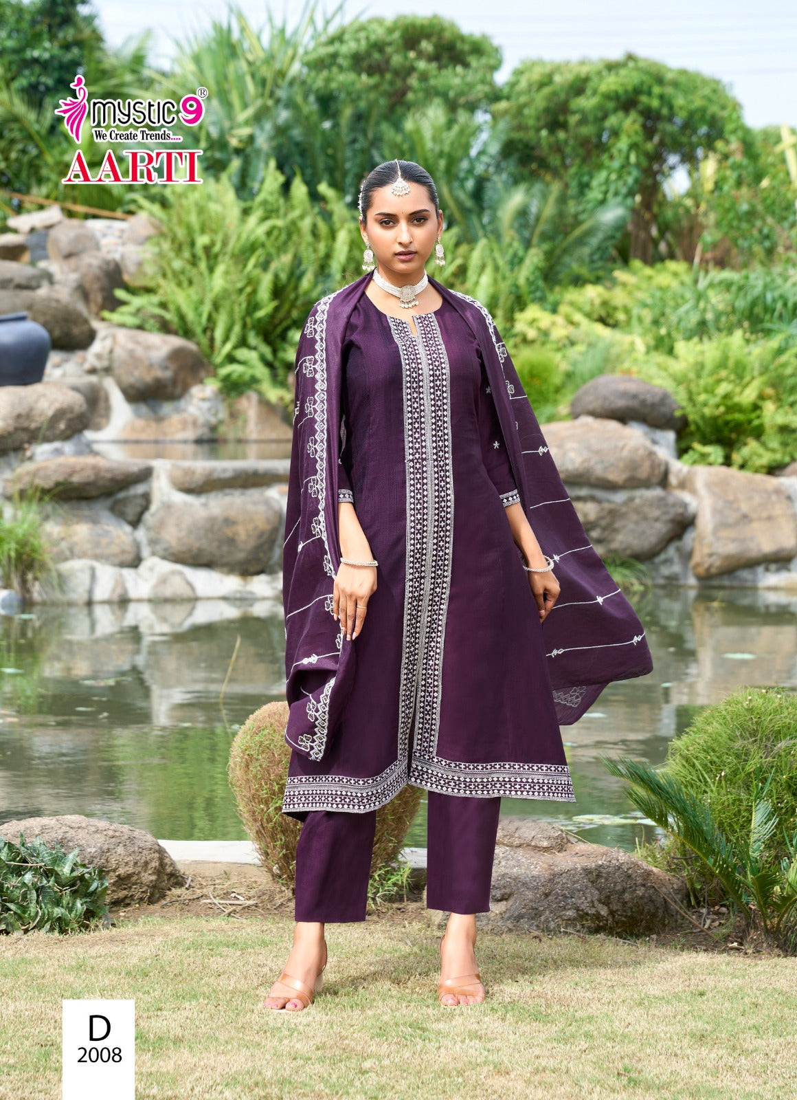 Aarti Vol 2 Mystic 9 Vertican Readymade Pant Style Suits Wholesale Price