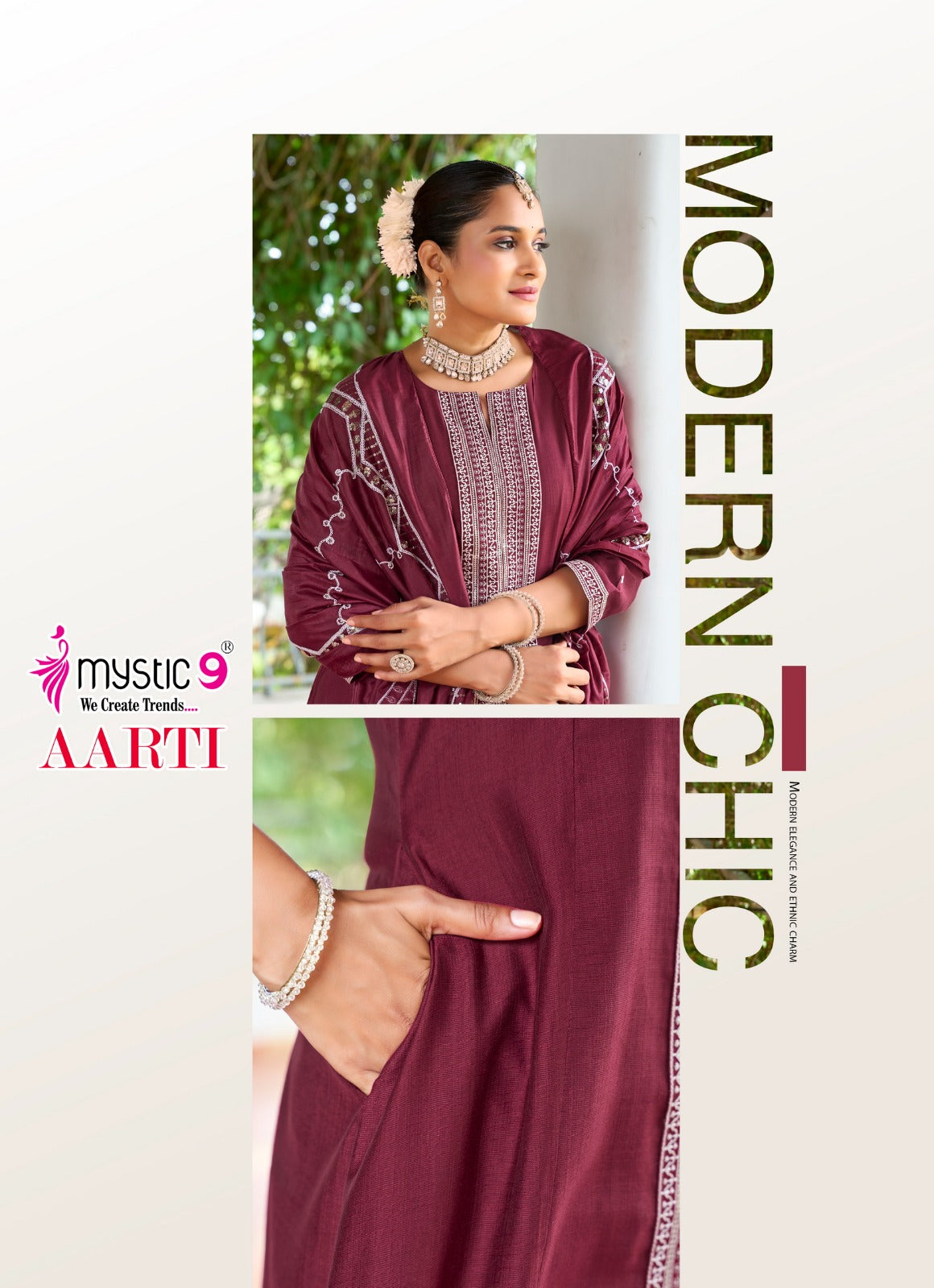 Aarti Vol 2 Mystic 9 Vertican Readymade Pant Style Suits Wholesale Price