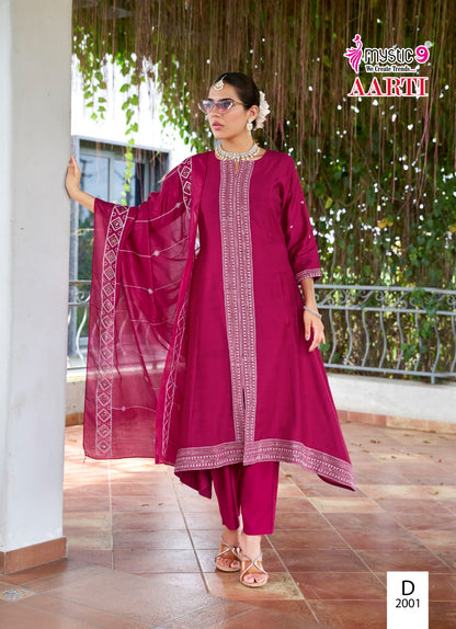 Aarti Vol 2 Mystic 9 Vertican Readymade Pant Style Suits Wholesale Price