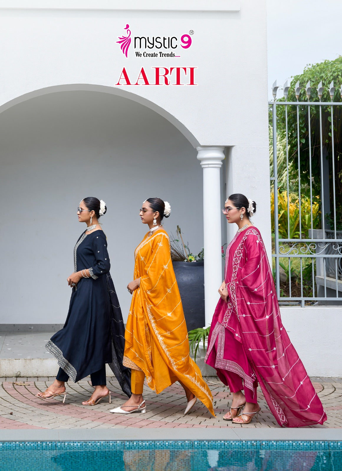 Aarti Vol 2 Mystic 9 Vertican Readymade Pant Style Suits Wholesale Price