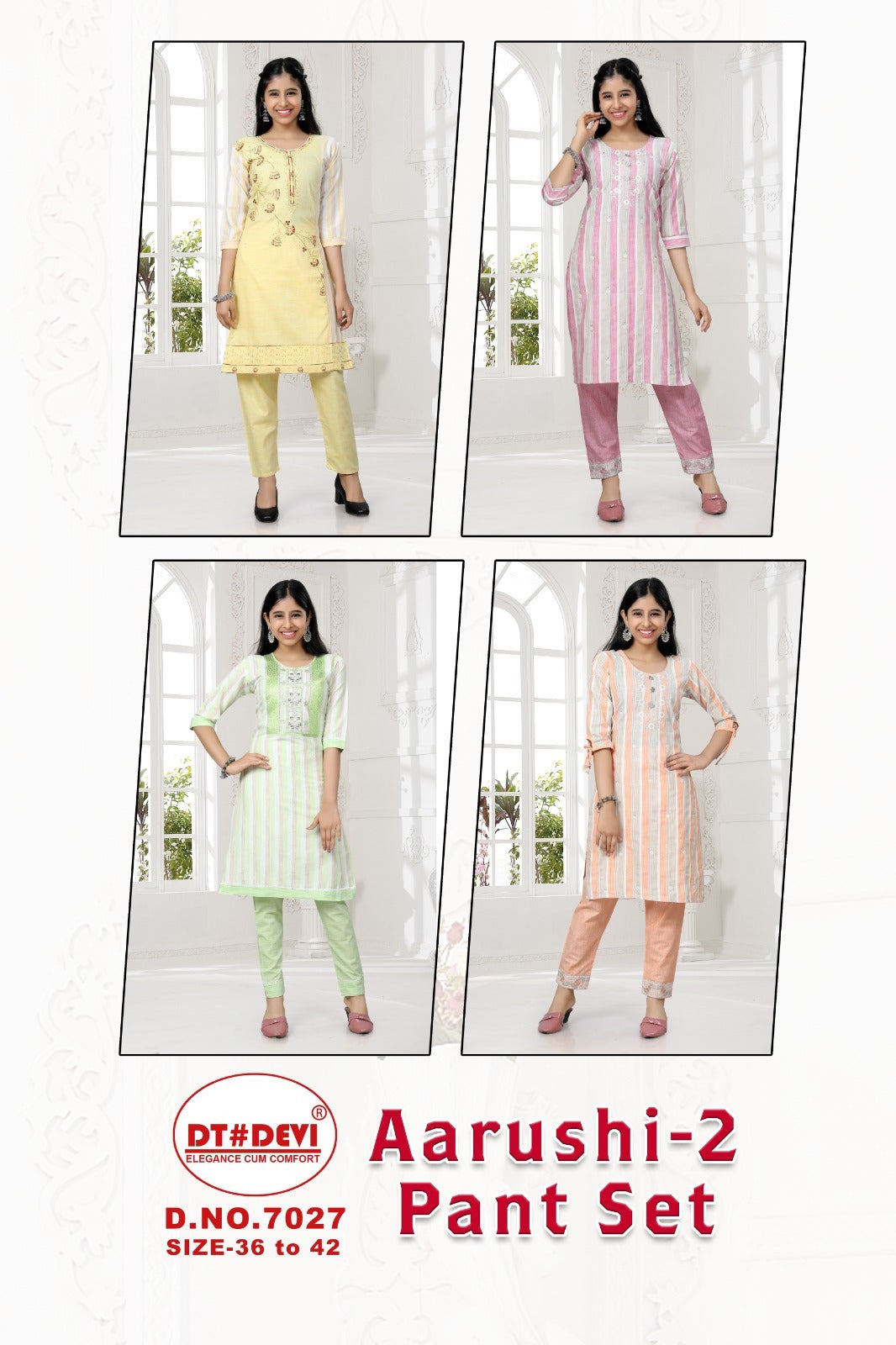 Aarushi 2-7027 Dt Devi Cotton Kurti Pant Set Manufacturer Gujarat