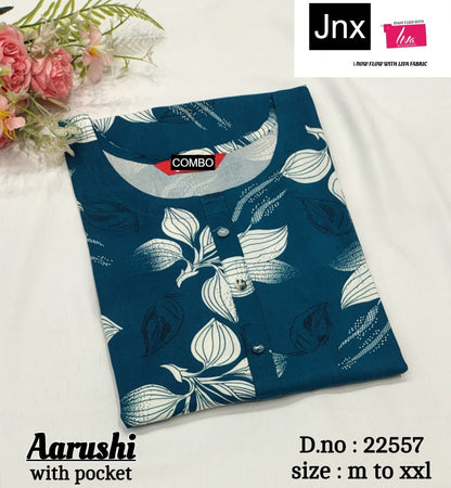 Aarushi 240126 Jnx Liva Rayon Straight Cut Kurtis Wholesaler Gujarat