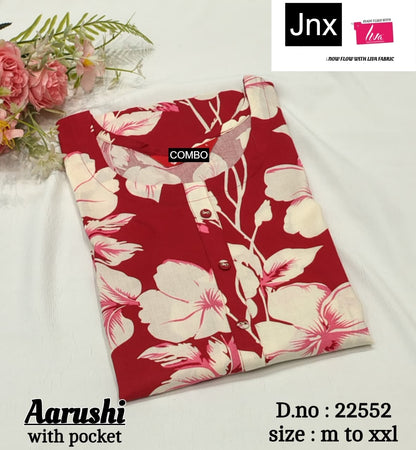 Aarushi 240126 Jnx Liva Rayon Straight Cut Kurtis Wholesaler Gujarat