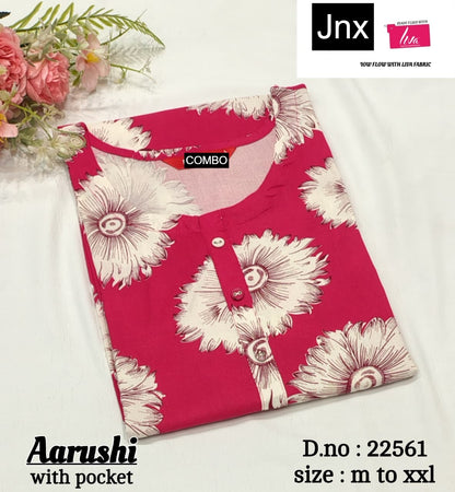 Aarushi 240126 Jnx Liva Rayon Straight Cut Kurtis Wholesaler Gujarat