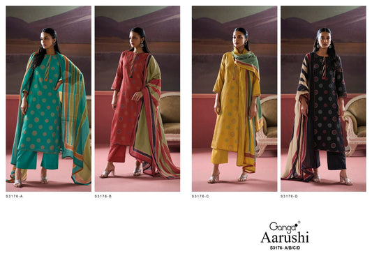 Aarushi 3176 Ganga Premium Cotton Plazzo Style Suits Supplier Gujarat