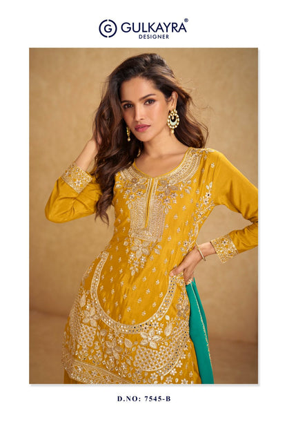 Aarushi Gulkayra Designer Chinon Readymade Plazzo Style Suits Wholesale