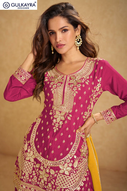 Aarushi Gulkayra Designer Chinon Readymade Plazzo Style Suits Wholesale