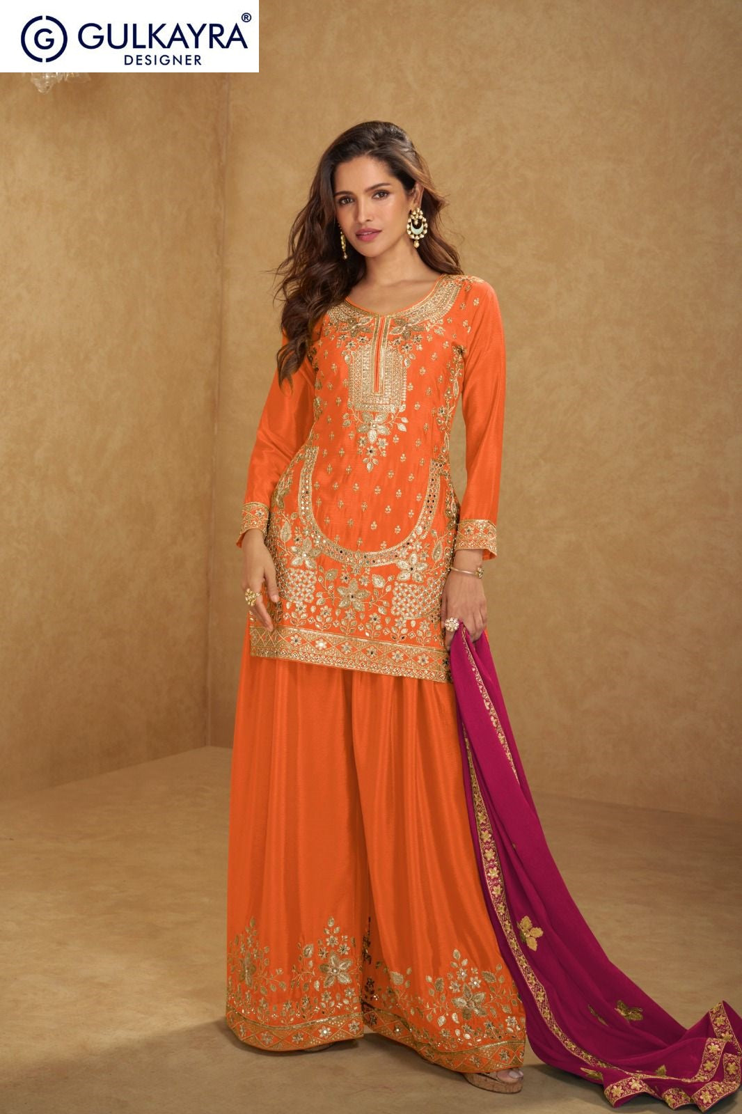 Aarushi Gulkayra Designer Chinon Readymade Plazzo Style Suits Wholesale
