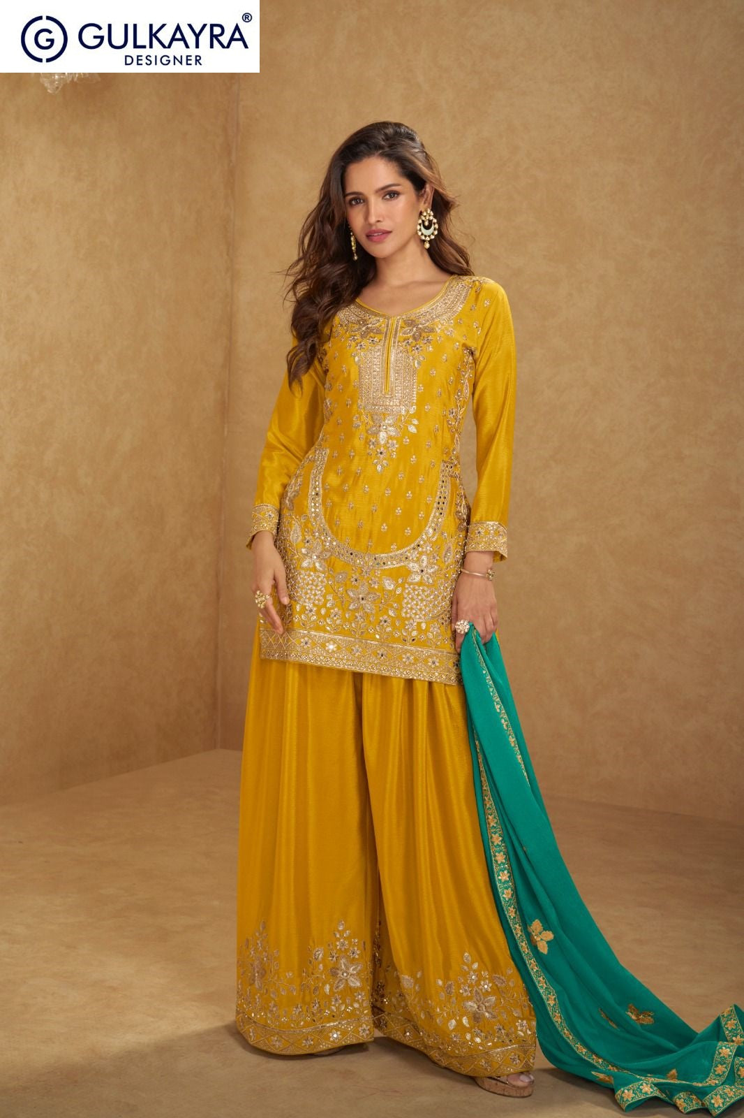 Aarushi Gulkayra Designer Chinon Readymade Plazzo Style Suits Wholesale