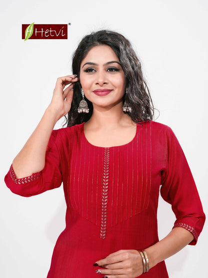 Aarushi Hetvi Dobby Straight Cut Kurtis Wholesaler Ahmedabad