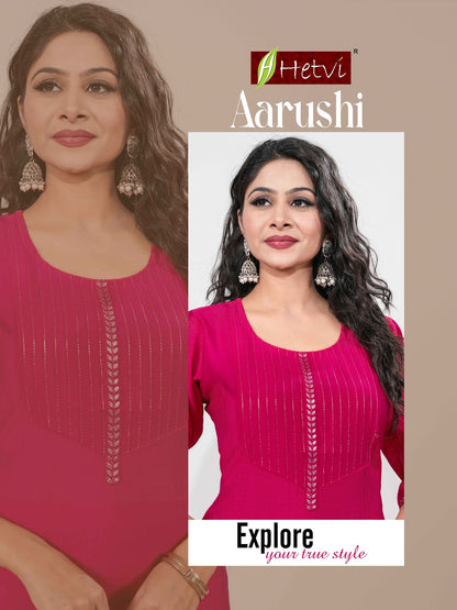 Aarushi Hetvi Dobby Straight Cut Kurtis Wholesaler Ahmedabad