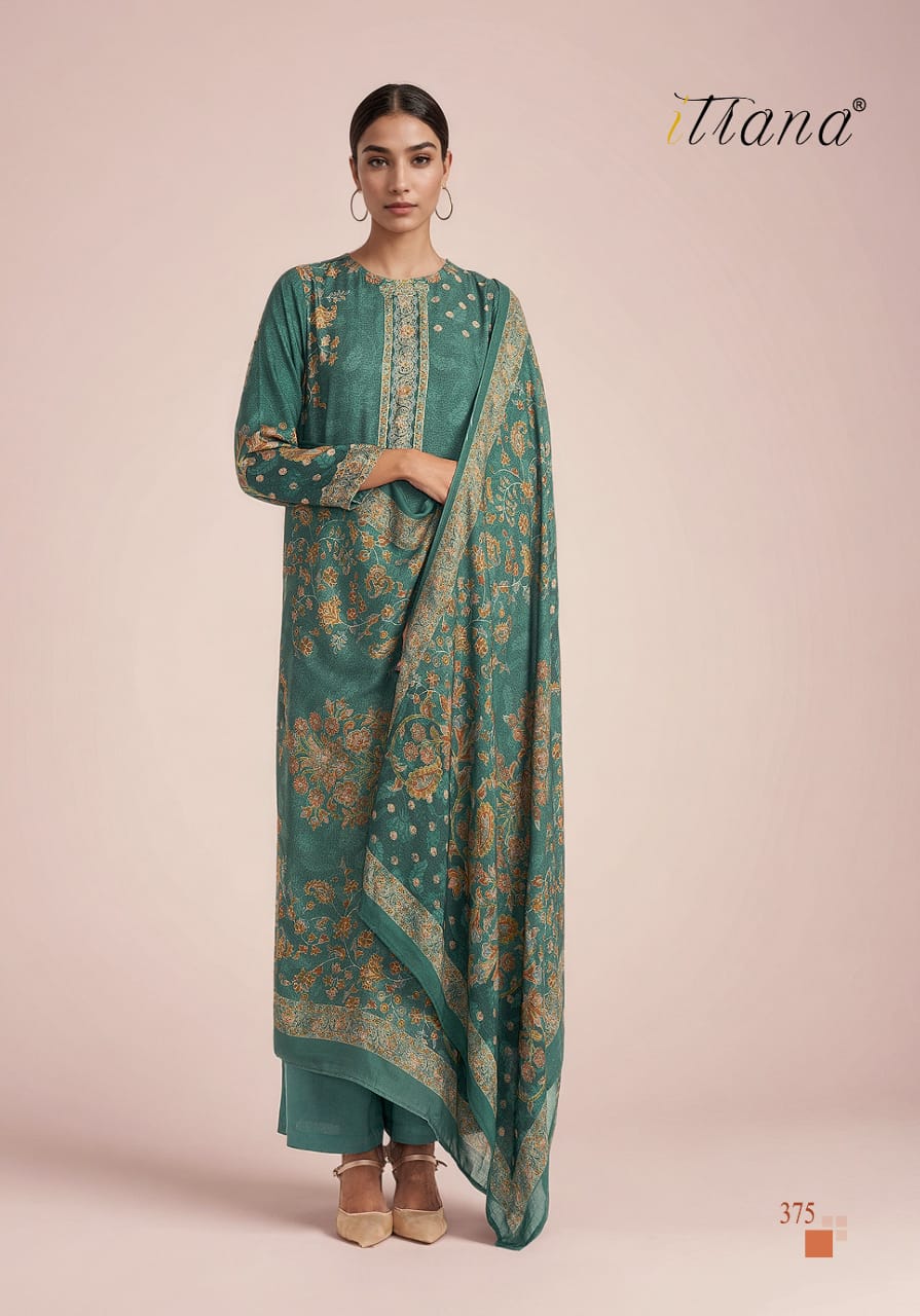 Aarushi Itrana Staple Twill Pashmina Suits Exporter