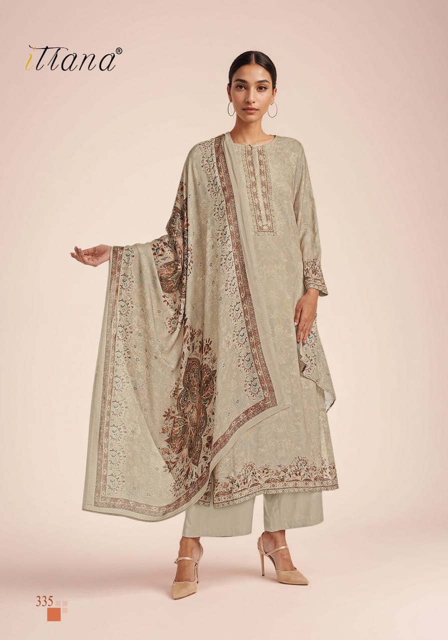 Aarushi Itrana Staple Twill Pashmina Suits Exporter