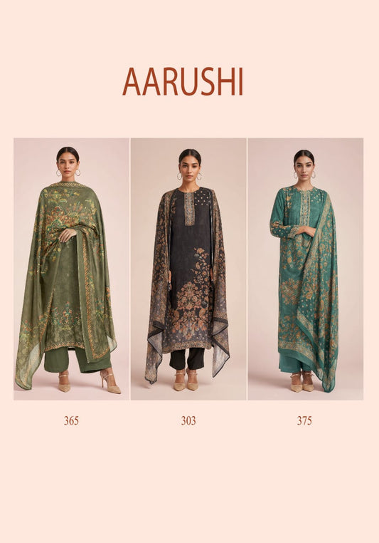 Aarushi Itrana Staple Twill Pashmina Suits Exporter