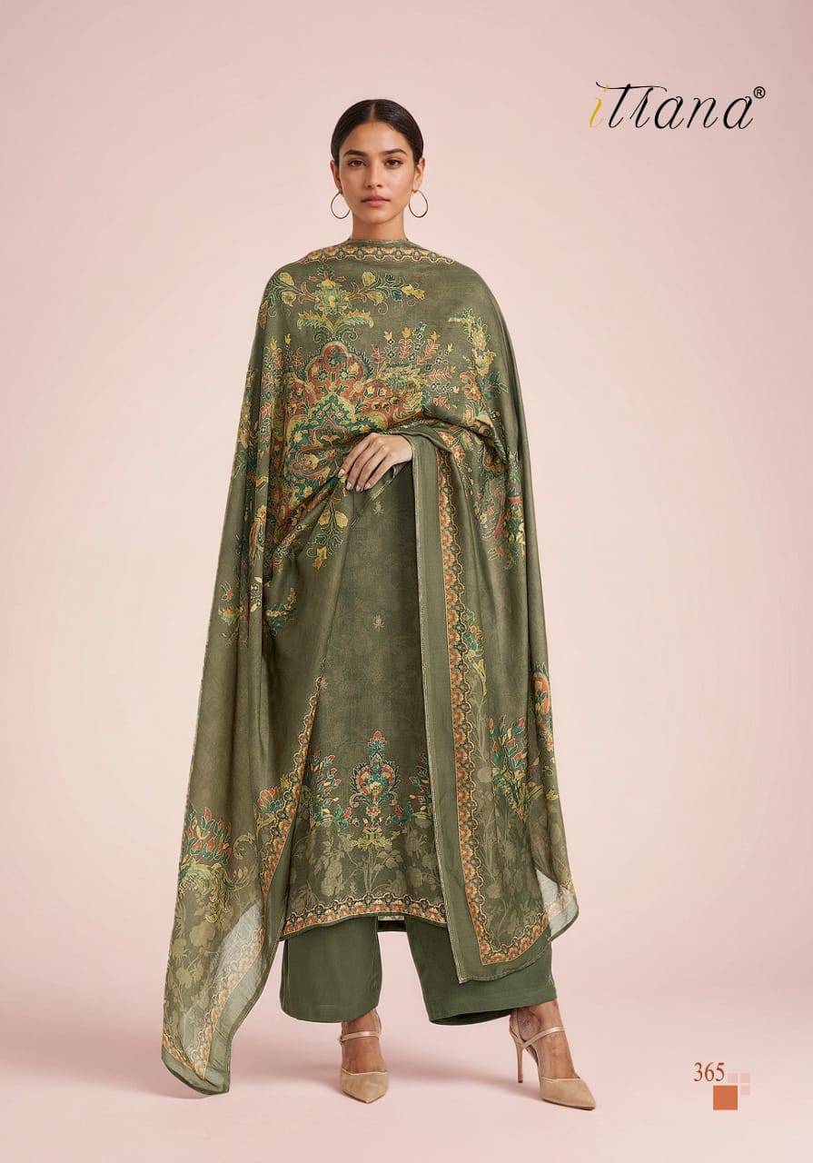 Aarushi Itrana Staple Twill Pashmina Suits Exporter