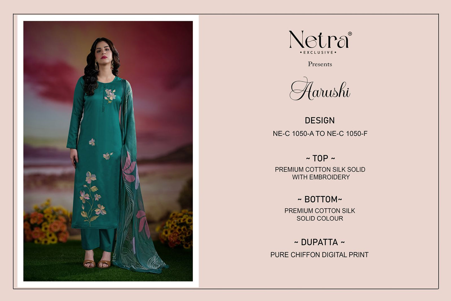 Aarushi Netra Premium Cotton Pant Style Suits Supplier Ahmedabad